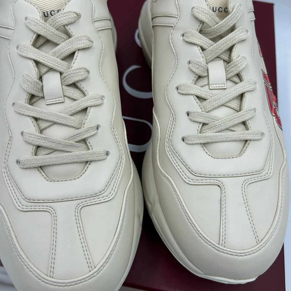 Gucci Beige Sneakers with Red Accents size 10 made in Italy